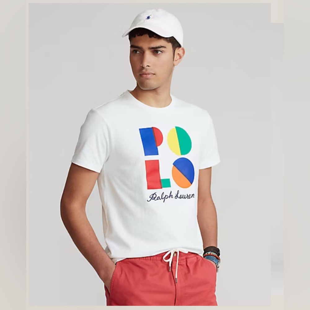 Polo fit Logo jersey T-Shirt by Ralph Lauren Men's White T-Shirt, Size Medium